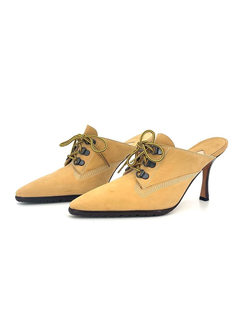 Manolo Blahnik Vintage Oklamu Timberland Pointed Toe Slip On Mules Pumps 36
